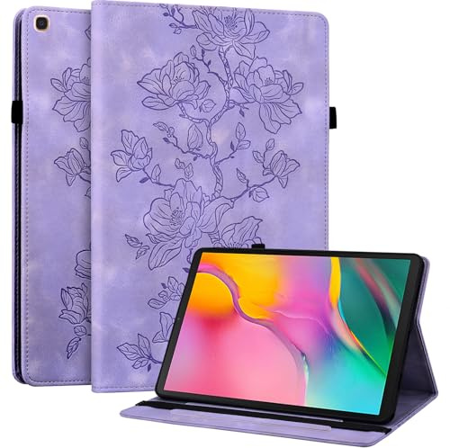 YHDXUYS Case for Samsung Galaxy Tab A 10.1 2019 (SM-T510/T515), Slim PU Leather Cover with Multi-Angle Stand and Pen Holder, Purple