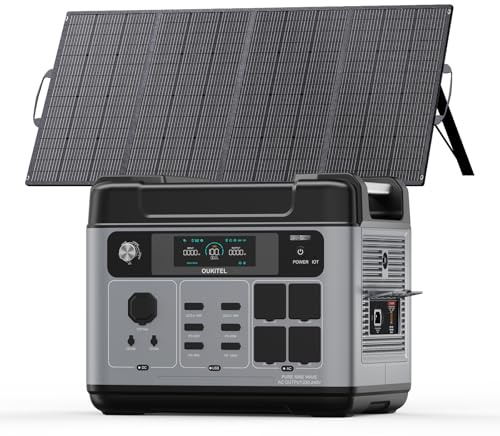 OUKITEL Solargenerator 3200W mit 200W Solarpanel | 2048Wh Tragbare Powerstation (6400W Peak), LiFePO4 Batterie, 1 Std Schnellladung, für OutdoorCamping, Reise, Stromausfälle
