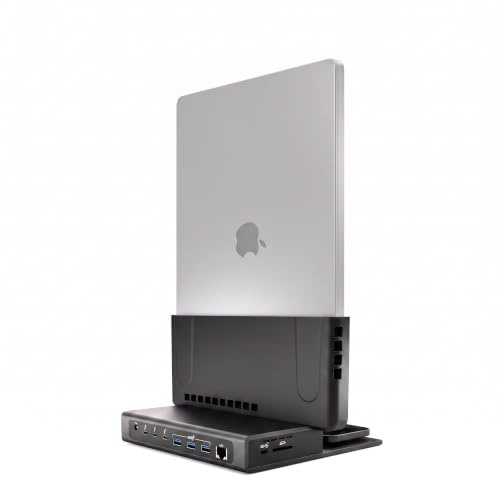 Brydge ProDock Duo TB4 MacBook Dockingstation, Dual Monitor 4K 60Hz | Vertikales Thunderbolt 4 Dock für MacBook Pro 14/16 & Air 13/15 (M1-M5) | 12 Anschlüsse, 96W, MagSafe | Pro 16 Zoll Sleeve