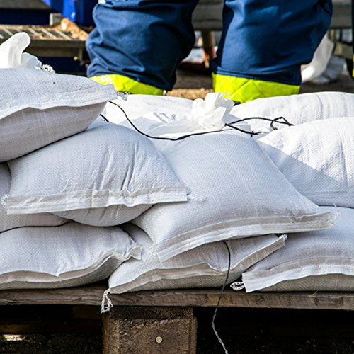 Sacchi di sabbia per alluvione, 40 x 60 cm, bianco, con laccetto, per 15 kg (10)