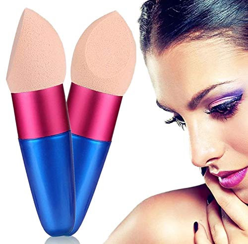Glamza Powder Puff MakeUp Blender Brush With Handle Face Concealer Blending Sponge