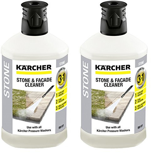 Karcher Genuine Stone & Facade Cleaner Plug 'n' Clean 3 in 1 Detergent (1 Litre, Pack of 2)