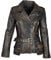 A1 FASHION GOODS Damen Biker Lederjacke SCHWARZ Vintage Abreiben Slim Fit Taille Gürtel Mantel - COCO (S - EU 36)