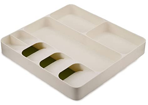 Joseph Joseph - Range Couvert pour Tiroir Compact, Organisateur de Tiroir, Blanc/Vert, 38,5 x 39,5 x 5,5 cm
