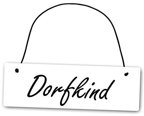 Homeyourself Metallschild Dorfkind 25 x 8 cm aus Alu Verbund (Alu, Kunststoff) für In- und Outdoor Deko Schild Dekoschild Wandschild außen und innen