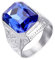 PAURO Herren Edelstahl Jahrgang Hochzeit Versprechen Saphir Ring mit Großem Stein Silber Blau Größe 57 (18.1)