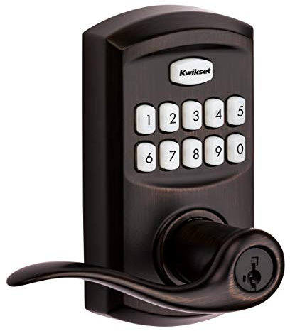 Kwikset 99170-002 SmartCode 917 Keypad Entrada sin llave tradicional de palanca electrónica residencial alternativa con manija de puerta Tustin y seguridad SmartKey, bronce veneciano