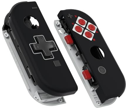 eXtremeRate Cover Tasti Scocca Pulsanti Custodia Shell Case DIY Ricambio per Nintendo Switch/Switch OLED Joycon,D-pad Versione,NON Include Joycon-Stile NES
