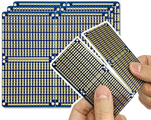 ElectroCookie Snappable PCB, Strip Board with Power Rails for Electronics Projects Compatible for DIY Arduino Soldering Projects, Gold-Plated, 3.8x3.5 (3 Pack, Blue)
