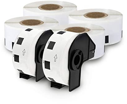enKo [6 Rollen/6000 Etiketten] kompatibel für Brother DK1218 DK-1218 Round Label (1'') mit 2 Patronenrahmen