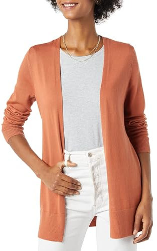 Amazon Essentials Damen Leichte Strickjacke ohne Knöpfe (in Übergröße erhältlich), Karamell, L
