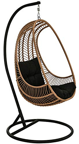 Dehner Hängesessel Venezia, schwarz/beige, ca. 197 x 82.5 x 101.5 cm | Stahl / Polyester