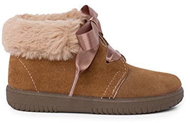 Pisamonas Botitas Niña Serraje Cuello Pelo Cordones Raso Talla 25 Color Topo