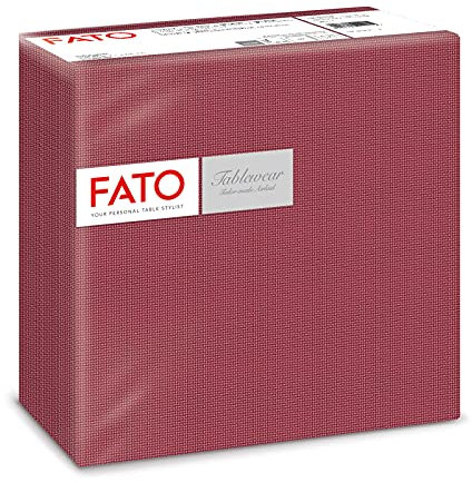 Fato, Trockene Papierservietten, Airlaid, Textileffekt, Packung mit 50 Servietten, Größe 40x40 gefaltet in 4, Dekoration Schatten Bordeaux