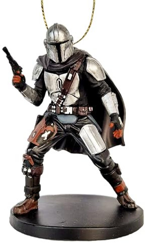 Mandalorian from TV Series Mandalorian Saga Figur Urlaub Weihnachtsbaum Ornament – Verfügbarkeit – Neu für 2021 Silber, Braun und Schwarz 8,9 cm hoch x 7 cm breit x 6,3 cm tief