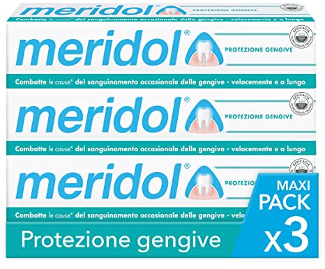 meridol Dentifricio Protezione Gengive con Ingrediente Antibatterico 3x75ml I Combatte le Cause dell'Irritazione e del Sanguinamento Occasionale delle Gengive I Con Fluoruro Amminico e Stannoso