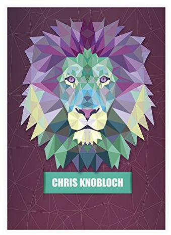 Kartenkaufrausch 16x personalisierte, Starke Raubkatzen DIN A5 Schulhefte, Rechenhefte mit polygonalem Löwen in lila Lineatur 7 (kariertes Heft)