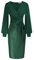 GRACE KARIN Women Bodycon Sequined Cocktail Dresses V-Neck Long Sleeves Colour Block Belted Party Dress Dark Green L