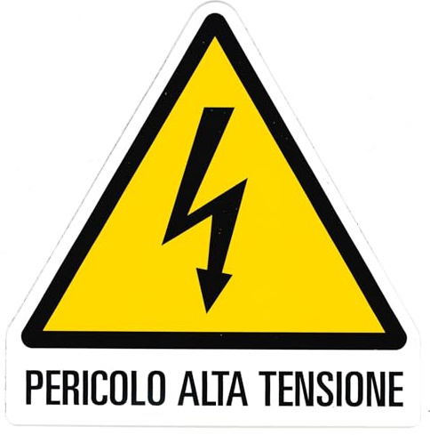 TIESSE - Cartello PERICOLO ALTA TENSIONE - Cartello in Forex (PVC espanso) non adesivo - Dimensione: 140x150 mm - MADE IN ITALY