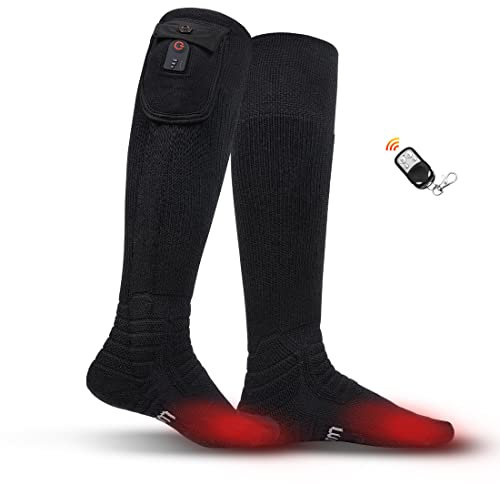 Calcetines calefactables para hombre y mujer, 7,4 V, 2600 mAh, batería eléctrica, calcetines de algodón de invierno, calentadores de pies (negro, XL)