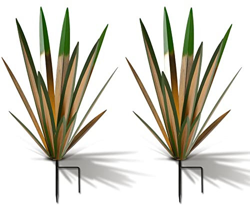 Homight Große Agave Skulptur Rustikale Metall Agave Pflanze Outdoor Innendekoration Outdoor Rasen Dekoration Hof Holzpfosten Passender Garten Geeignet für Terrasse