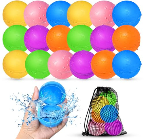 18 Pcs Globos de agua reutilizables, juguetes de agua de verano, globo de agua sin ensuciar, fiesta de cumpleaños, fiesta de verano