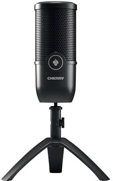 CHERRY UM 3.0 USB-Mikrofon für PC, Mac, Gaming, Aufnahme, Streaming, Podcasting, Studio und Computerkondensator, Single Touch Mute Funktion, verstellbarer Ständer aus Metall