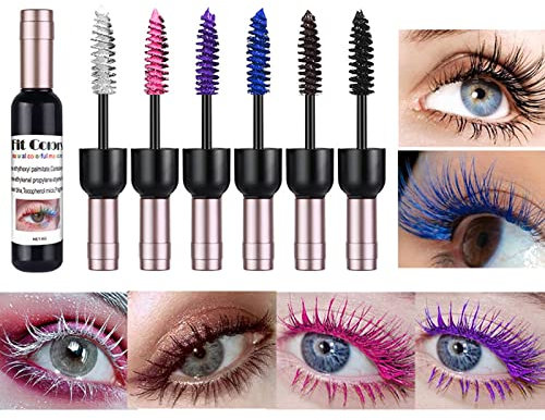 Holzsammlung 6 colori mascara, mascara in fibra colorata affascinante mascara a lunga durata, ciglia spesse e lunghe Trucco per occhi impermeabile e antimacchia