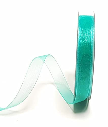 s.dekoda Schleifenband 50m x 15mm Türkis Organza Chiffon Geschenkband Organzaband [1350-146]