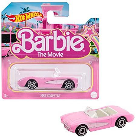 Hot Wheels Barbie Le Film Voiture Corvette Décapotable Authentique en Métal Rose Échelle 1/64, À L’Image De La Corvette du Film Barbie, À Collectionner, Jouet Enfant, HPR54