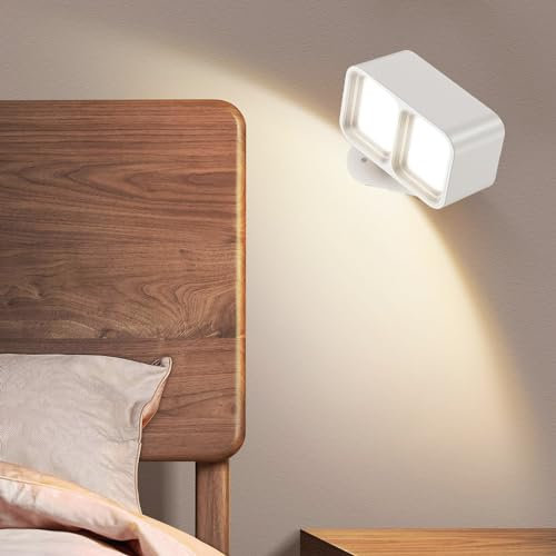 ZVO Applique murale LED d'intérieur avec batterie, contrôle tactile, 3 modes de couleur, 3 niveaux de luminosité, rotation à 360 °, pour salon, chambre à coucher, escalier, couloir, applique murale