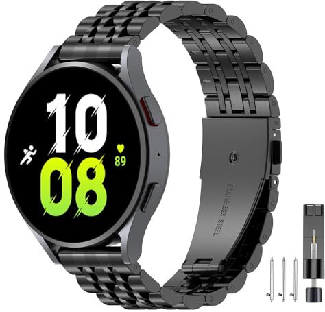 EZMVZKU Metall Armband für Garmin Venu2 plus/Venu Sq2/Active 5, Amazfit GTS 4/3/2 mini, 20mm Edelstahl Armband für Samsung Galaxy Watch 6/5/4, Huawei Watch GT3/GT2 42mm-black