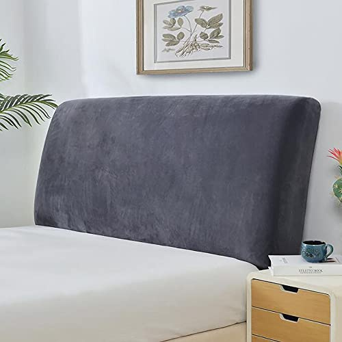 APTBJKUiU Kopfteil Schonbezug/Protektor Kopfteilbezug/Weicher Strecken Plüschstoff/einzelner Kopfteilbezug/Dehnbar,Waschbar,Einfarbig,für Schlafzimmer150cm-dunkelgrau(geeignet für Kopfteil von59-67)
