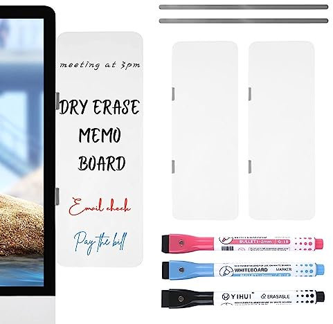 PIQOLA 2 pcs Monitor Dry Erase Memo Board, Screen Whiteboard with 3 Pens