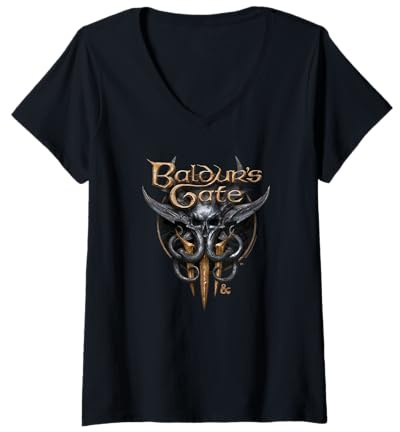 Damen Dungeons & Dragons Baldur's Gate III Illithid Logo T-Shirt mit V-Ausschnitt