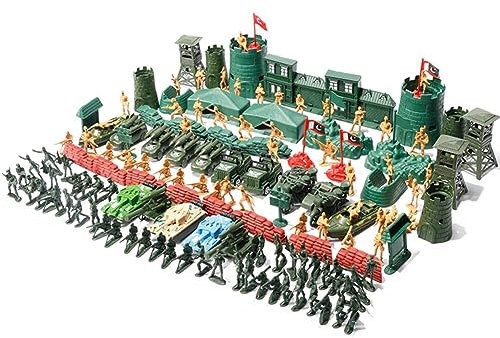 Ensemble de Jeu Soldat Militaire, 150pcs Armée Figurines Soldats et Soldat, Char, Avion, Tour et Accessoires Militaires, Jouet Modèle Soldat Armée en Plastique, Jouets militaires Cadeau Enfants