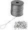 ZEONHAK Bobina di filo da 1 mm, 122 m in acciaio inox, lunghezza cavo aereo con 100 morsetti a crimpare, manicotto ad anello, nucleo 7 x 7 filo