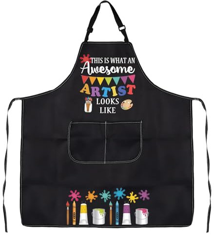 PXTIDY Art Artist Apron With Pockets Painter Apron Art Lover Apron For Painting Lover Teacher Student Gift Waterproof, Artist Looks Like, Large
