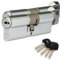 XFORT Colossus Polished Chrome 3 Star Kitemarked Keyed Alike Thumb Turn Euro Cylinder Lock 35EX/35T (70mm), British Standard TS007 Anti-Snap Barrel Lock, Upvc Door Lock.