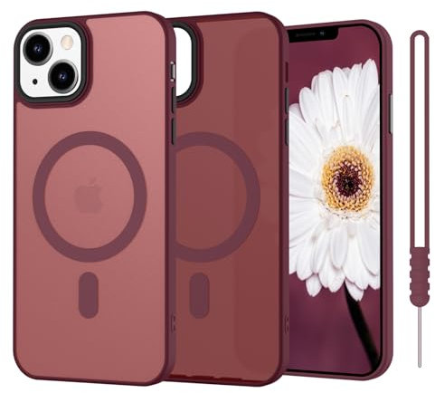 SupVict iPhone 13 Case Magnetic, Phone Case iPhone 13 Compatible with MagSafe Ultra Slim Thin Translucent Matte Back, Shockproof Anti-Yellow Protective Cover Case for iPhone 13 Dark Red