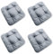 4L Textil 4er Set Stuhlkissen mit Bändern Indoor & Outdoor Sitzkissen 45x45 Gartenstuhlauflagen Sitzauflagen Bodenkissen 40x40 (Grau, 4er Set | 45x45 cm)