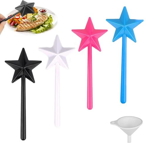 Homefantasy 4 Piezas Salero con Agujero, Varita Mágica de Sal,Dispensador de Sal,Pimentero Varita Mágica,Pimentero en Forma de Estrella,con Agujeros y Embudo Pequeño,para Decoración de Mesa, Cocina