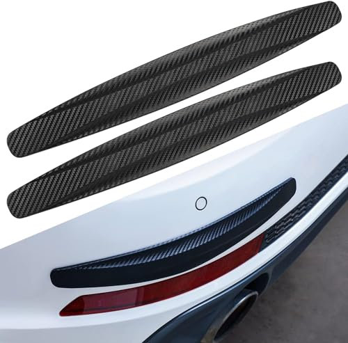 4er Set Universal Auto Ecke Anti-Crash Schutz Stoßstangenschutz, Kohlefaser, Anti-Scratch/Anti-Collision für Auto - 41x4.5cm, Selbstklebende Aufkleber Streifen (Schwarz)
