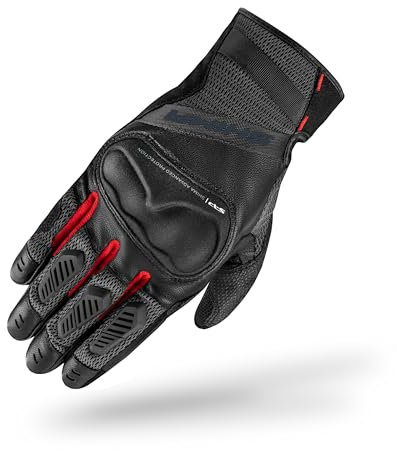 SHIMA HERO GLV Motorrad Handschuhe Herren Leder Kurze Sommer Motorradhandschuhe Schutz Touchscreen Stadt Lederhandschuhe Motorcycle Belüftet Verstärkt Perforiertes Leicht (Herren, Rot, XL)