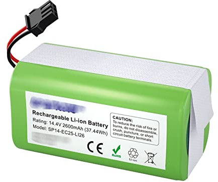 ChunLK Batería de Repuesto de 14,4 V y 2600 mAh Compatible con Deebot N79S N79 DN622 Robovac 11 11S 11S MAX Conga excelente 990 1090 Tesvor X500