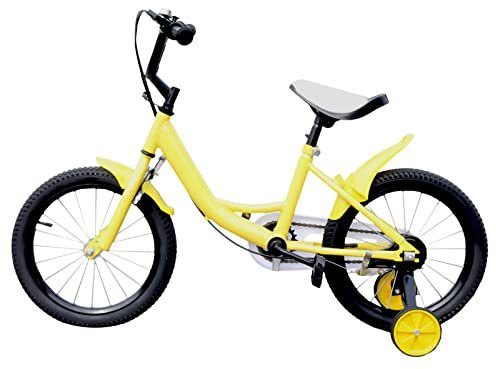 UYRTOY 40,6 cm (16 Zoll) Kinderfahrrad für Kinder von 3 bis 10 Zoll mit Rädern und Fender Training mit beweglicher Fahrradglocke verstellbarer Sitz aus PU-Leder (gelb)