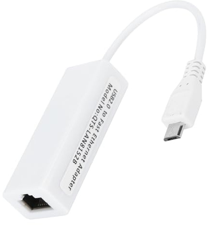 Ethernet-Adapter Micro-USB auf RJ45 für Zero 1.3/W | USB-2.0-Netzwerkadapter mit 10 Mbit/s, Halb-/Vollduplex, IEEE-802.3x-Flusskontrolle und ABS-Gehäuse.