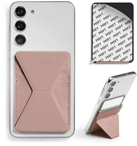 MOFT Card Holder for Phone, Adhesive Card Holders Phone Stand, MOVAS Vegan Leather Invisible Stick On Card Wallet for iPhone Android Smartphones (Classic Nude)