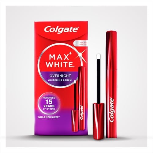 Colgate Max White Overnight Teeth Whitening Serum - Home Teeth Whitening Pen - Reverses 15 Years of Stains* While You Sleep - New and Improved Applicator - Enamel-Safe - Easy to Use