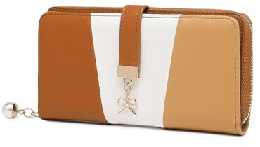 Miss Lulu Portefeuille Long pour Femme en Simili Cuir - Élégant avec Fermeture Éclair, Compartiments Cartes et Poche Téléphone pour Noël et Les Fêtes